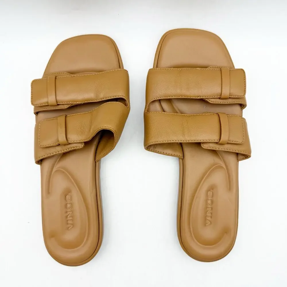 Vince Womens Rhode-B Slide Sandals US 6 M EU 36 Tan Leather EUC
